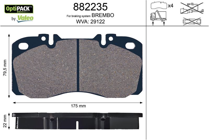 set placute frana,frana disc 882235 VALEO