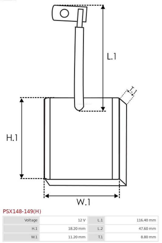 Вугільна щітка, стартер, Lanos, Amulet (старт.Valeo) (AS), Auto Starter PSX148-149(H