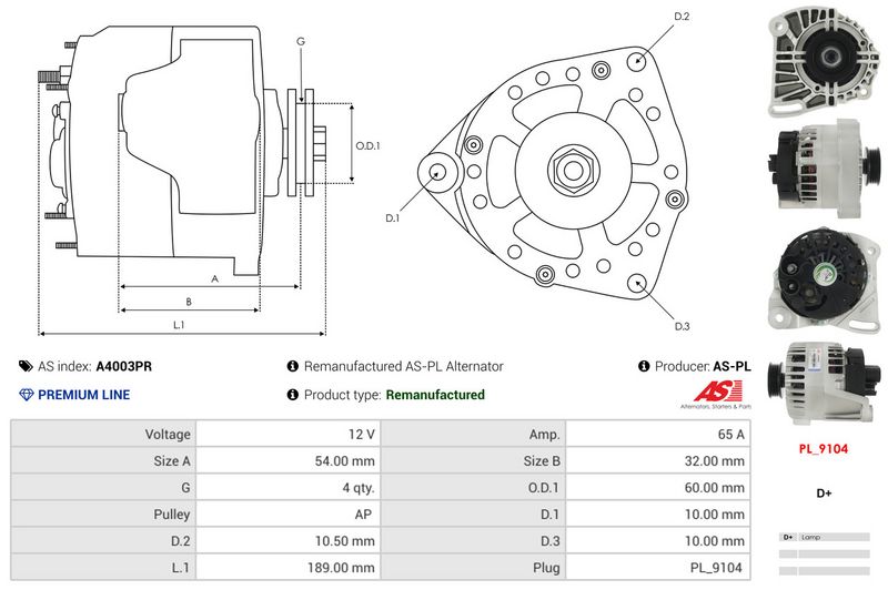 Generaator, AS-PL A4003PR