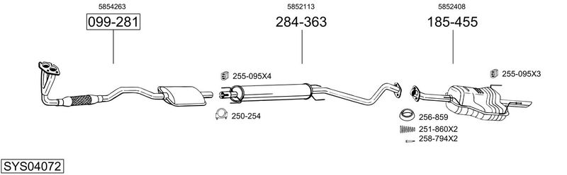 BOSAL kipufogórendszer SYS04072