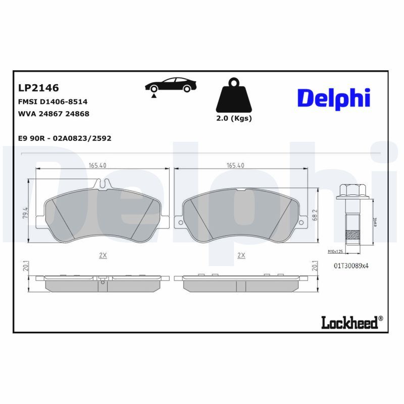 Piduriklotsi komplekt, ketaspidur, DELPHI LP2146