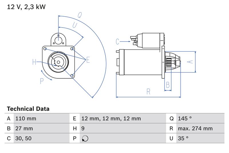 BOSCH Startmotor / Starter 0 986 023 860