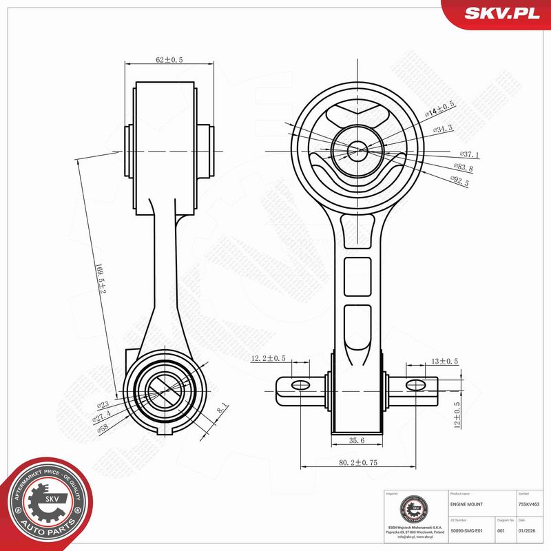 ESEN SKV 75SKV463 Mounting, engine