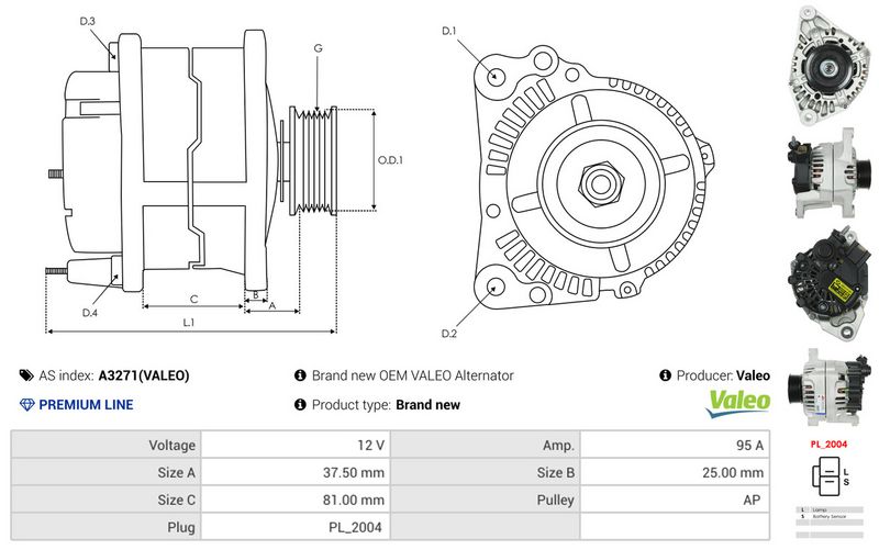 AS-PL A3271(VALEO) Alternator