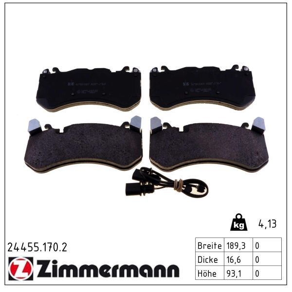 комплект спирачно феродо, дискови спирачки ZIMMERMANN