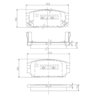 Комплект гальмівних накладок, дискове гальмо, Nipparts J3615007