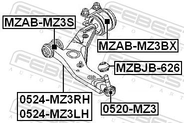 FEBEST MZAB-MZ3BX Mounting, control/trailing arm