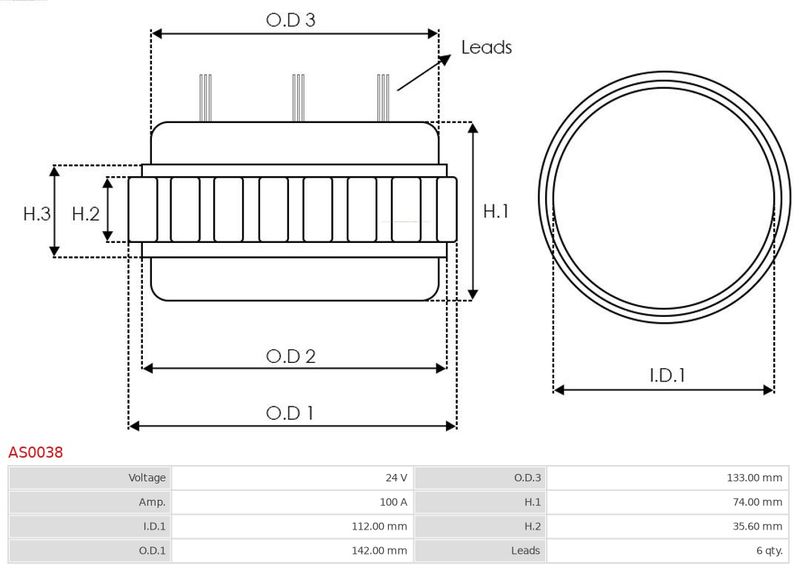 AS-PL AS0038 Stator, alternator