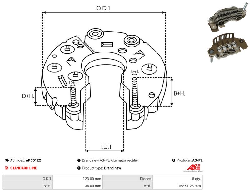 AS-PL ARC5122 Rectifier, alternator