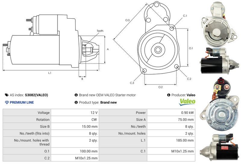 AS-PL S3082(VALEO) Starter