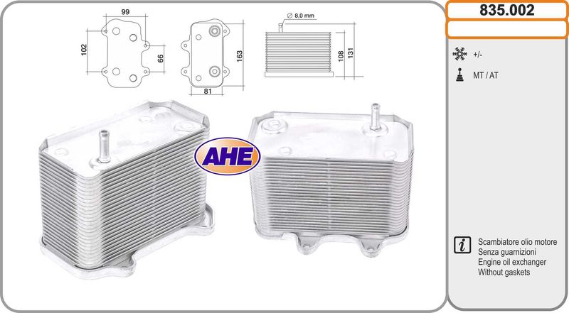 AHE 835.002 - Oil Cooler, engine oil
