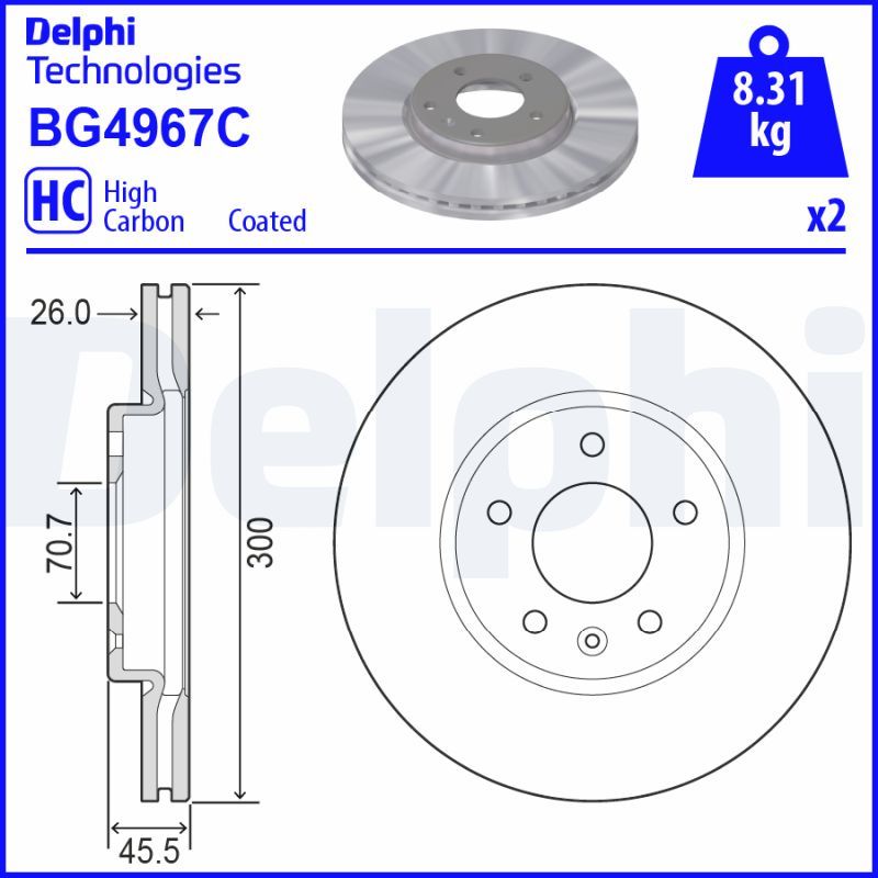 Гальмівний диск, Delphi BG4967C