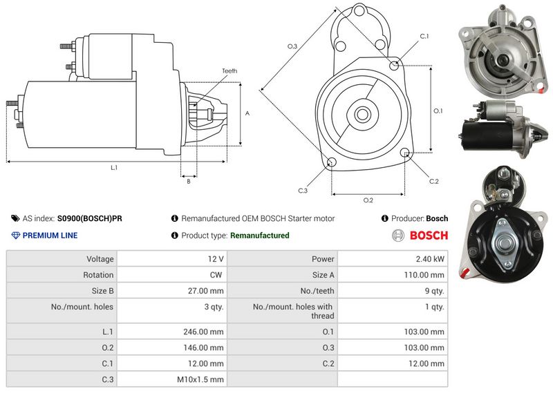AS-PL S0900(BOSCH)PR Starter