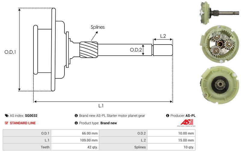 Sisehammastega ratas, starteri planetaarrattas, AS-PL SG0032