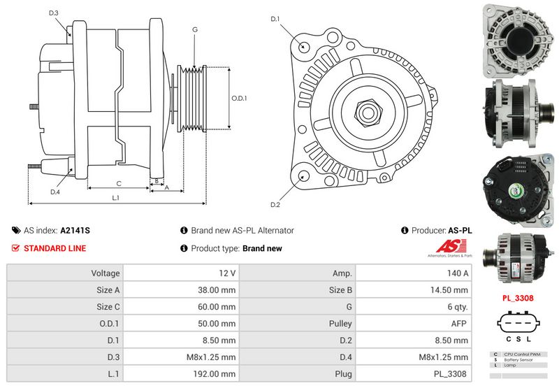 AS-PL A2141S Alternator