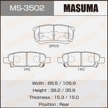 Комплект гальмівних колодок, Masuma MS3502