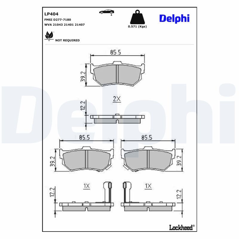 комплект спирачно феродо, дискови спирачки DELPHI