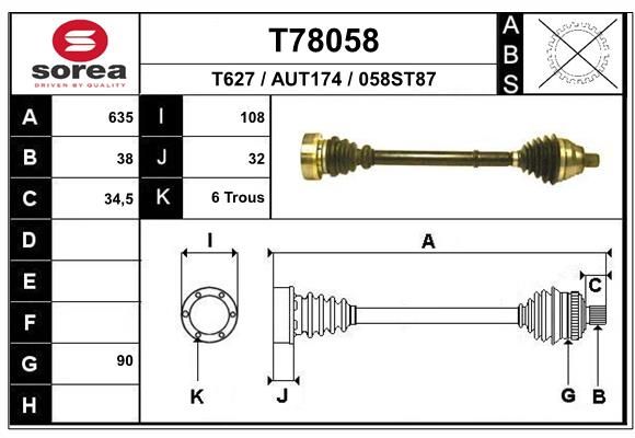 EAI hajtótengely T78058