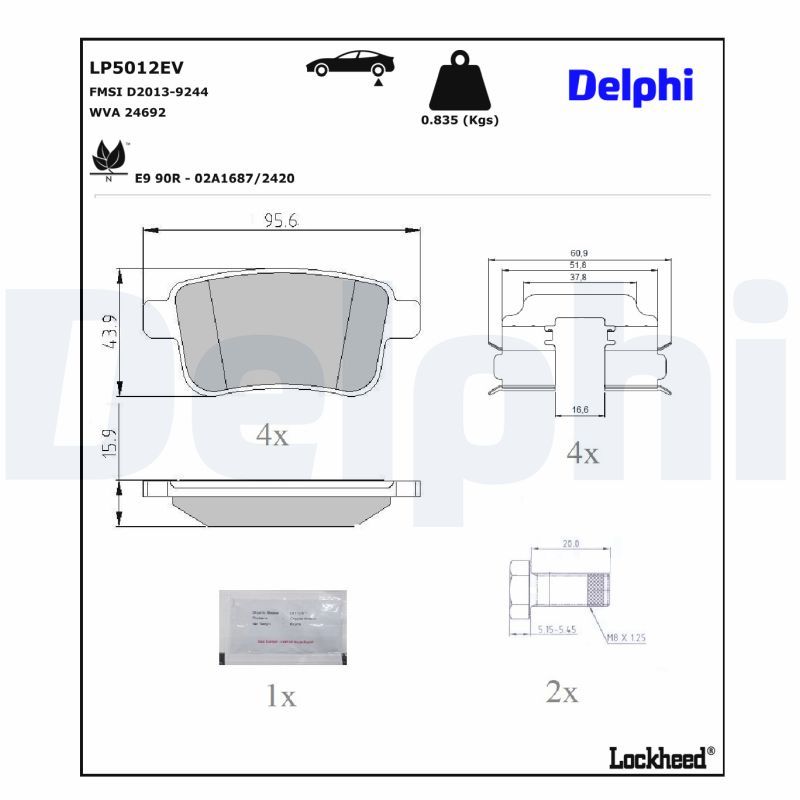 DELPHI LP5012EV Brake Pad Set, disc brake