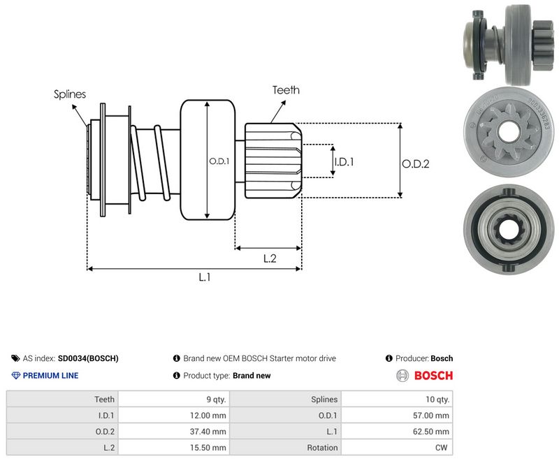 AS-PL SD0034(BOSCH) Freewheel Gear, starter