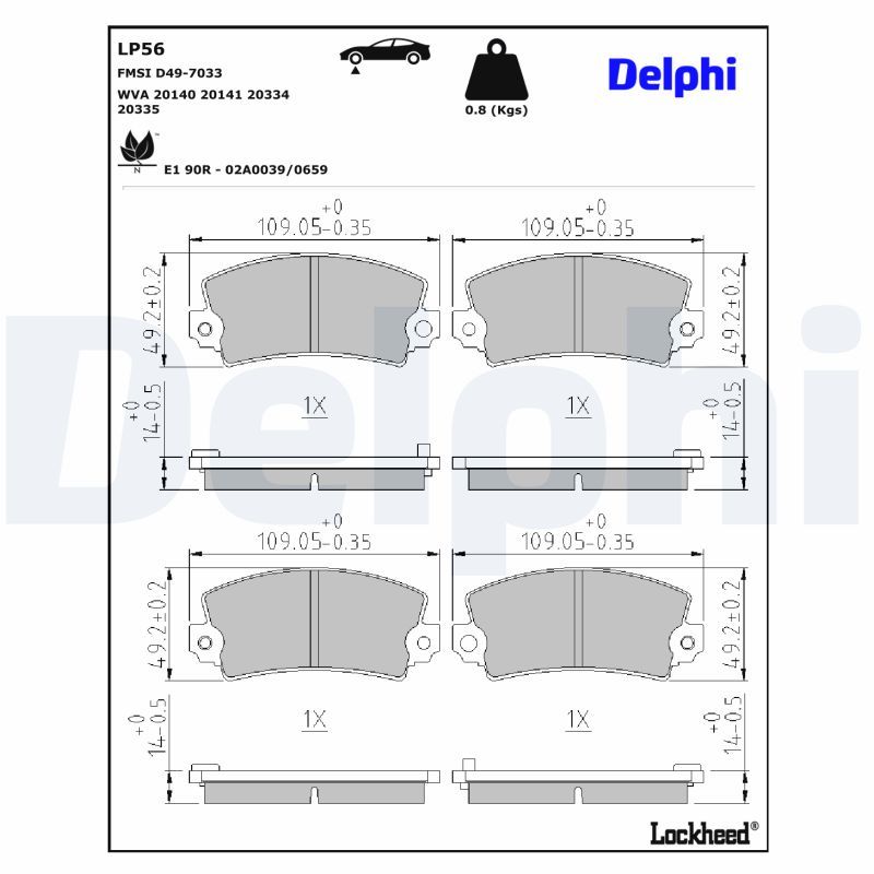 DELPHI LP56 Brake Pad Set, disc brake