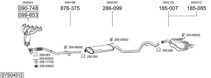 BOSAL kipufogórendszer SYS04512