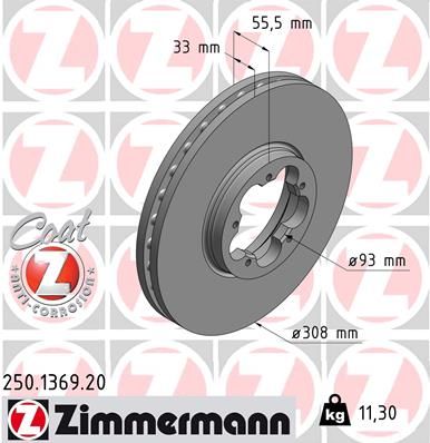 Гальмівний диск, Zimmermann 250136920