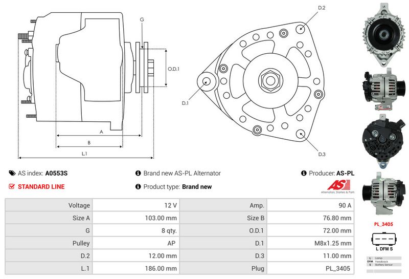 AS-PL A0553S Alternator