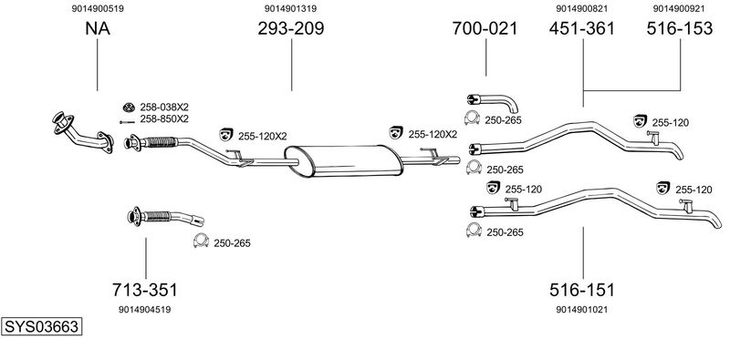 BOSAL kipufogórendszer SYS03663