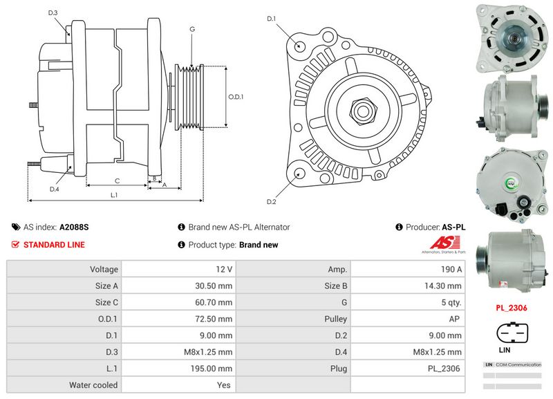 AS-PL A2088S Alternator