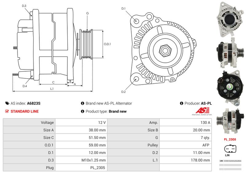 AS-PL A6823S Alternator