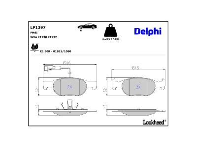 DELPHI LP1397 - Brake Pad Set, disc brake