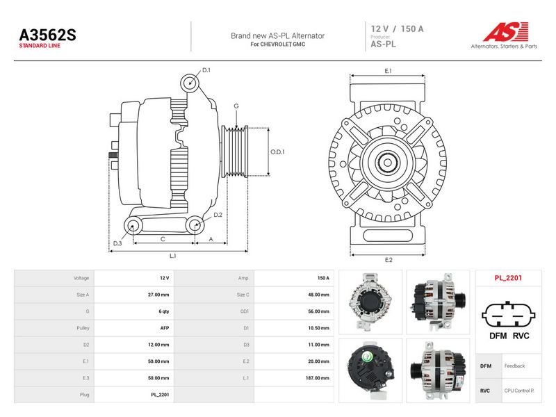 Generaator, AS-PL A3562S