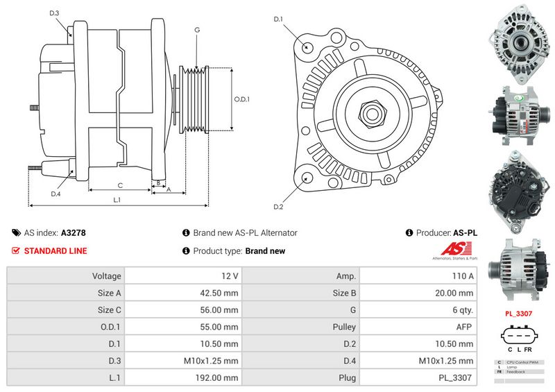 AS-PL A3278 Alternator