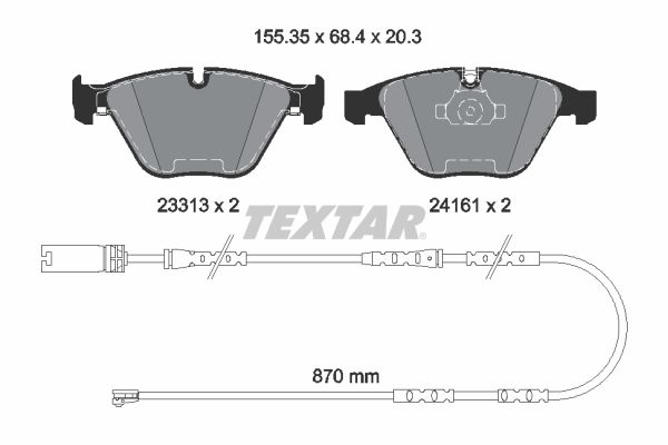 Комплект гальмівних накладок, дискове гальмо, Textar 2331307