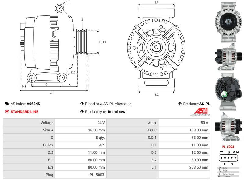 AS-PL A0624S Alternator
