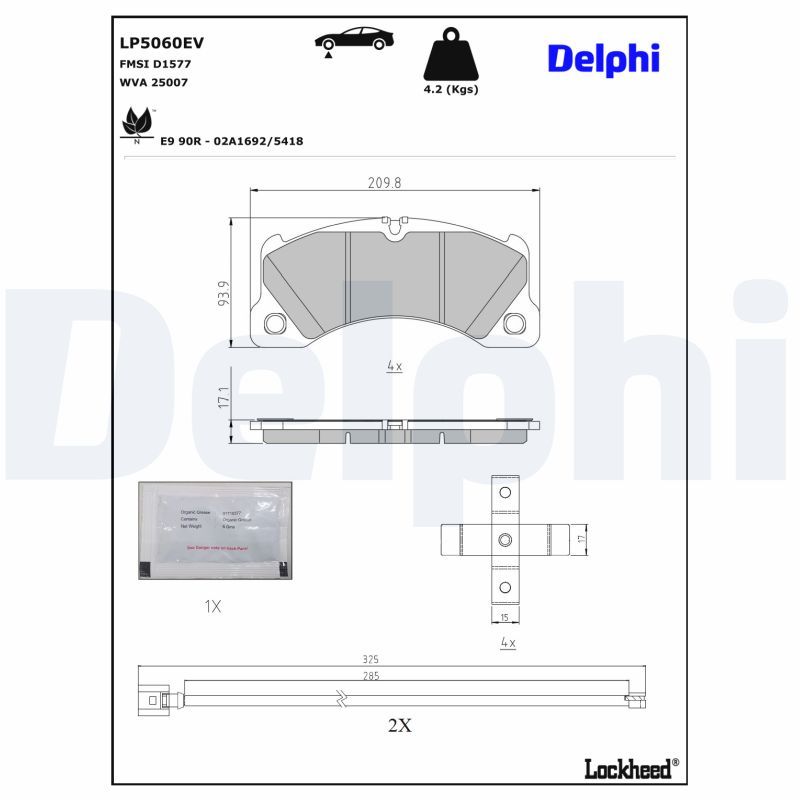 DELPHI LP5060EV Brake Pad Set, disc brake