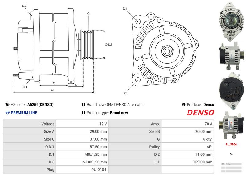 AS-PL A6259(DENSO) Alternator