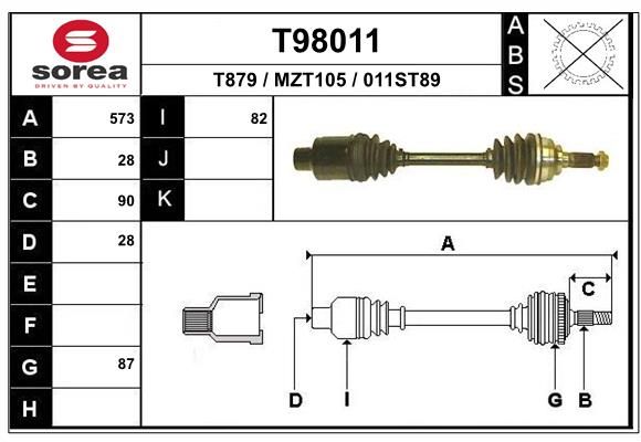 EAI hajtótengely T98011