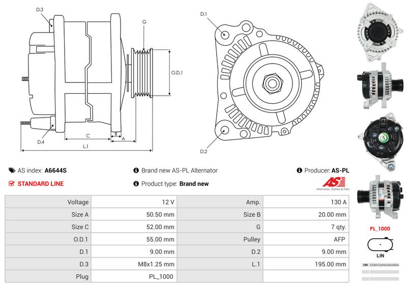 AS-PL A6644S Alternator