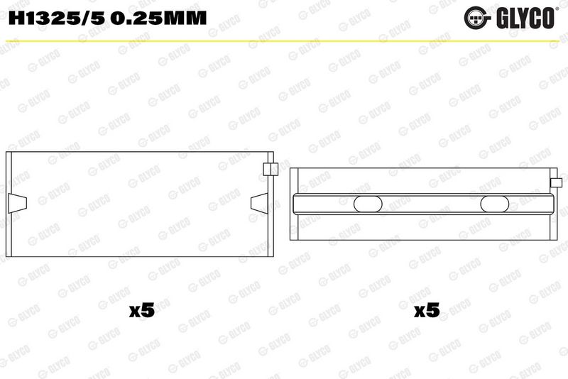 Coussinet+vilebrequin GLYCO H1325/5 0.25mm