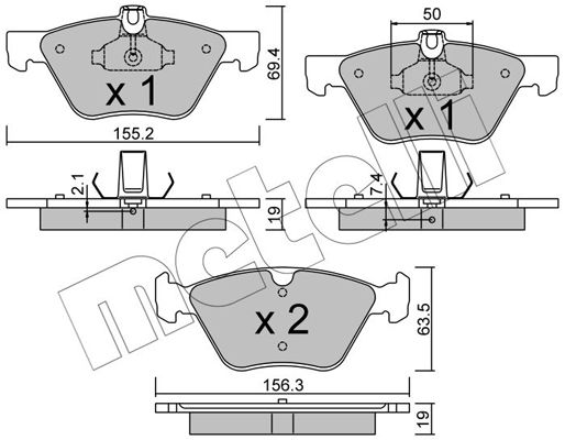 Комплект гальмівних накладок, дискове гальмо, Metelli 22-0252-1