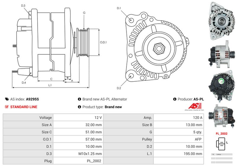 AS-PL A9295S Alternator