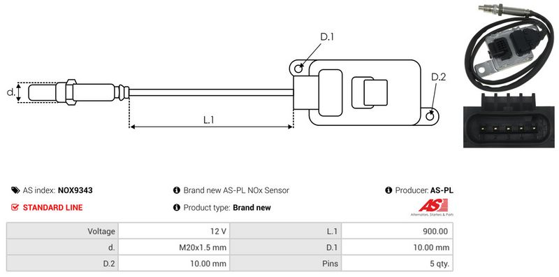 AS-PL NOX9343 NOx Sensor, urea injection