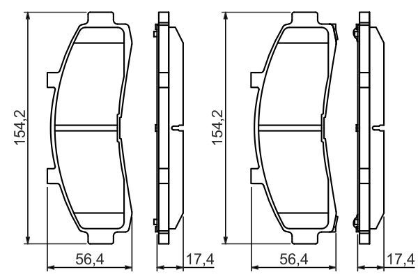 Комплект гальмівних накладок, дискове гальмо, Bosch 0986424656