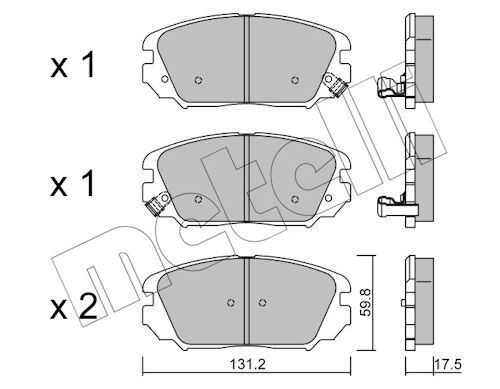 комплект спирачно феродо, дискови спирачки METELLI