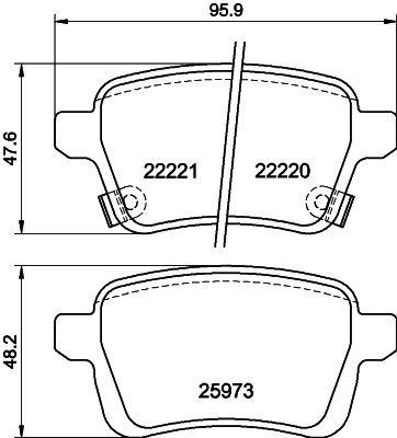 Комплект гальмівних накладок, дискове гальмо, Hella 8DB355024-651