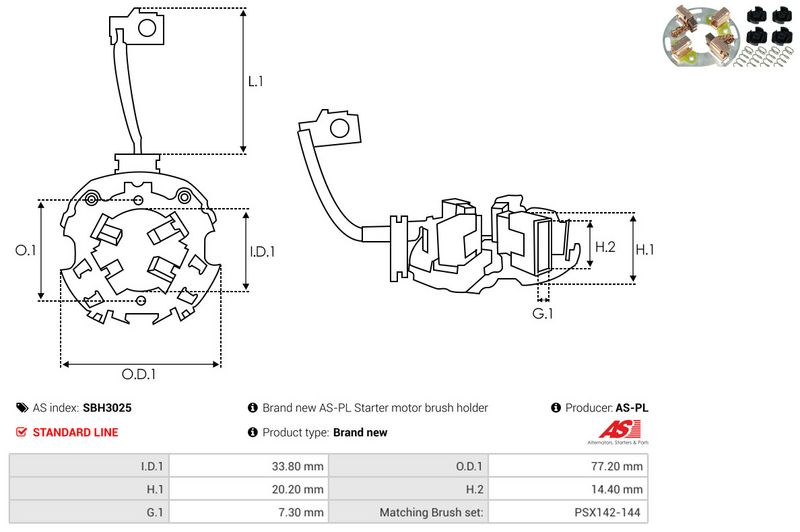 AS-PL SBH3025 Holder, carbon brushes