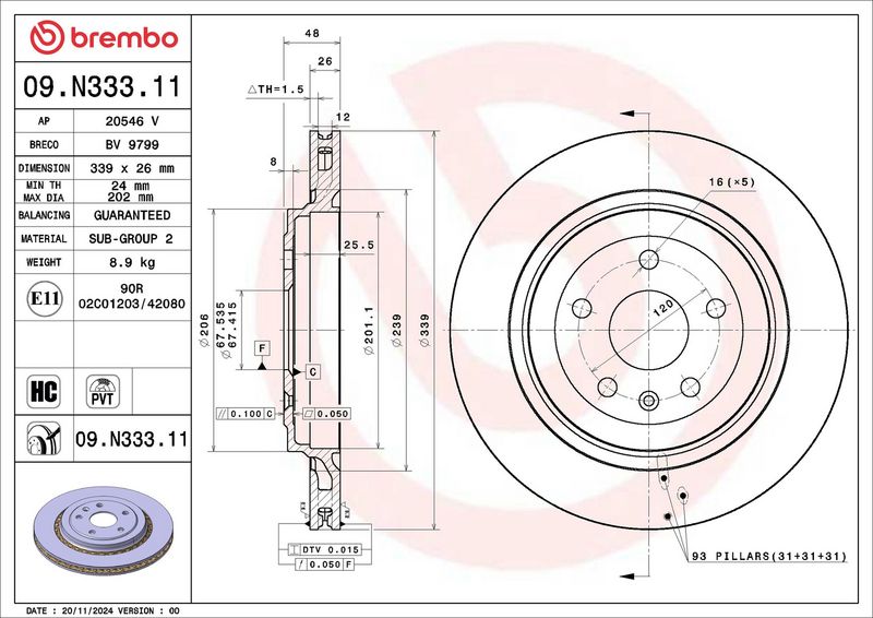 Piduriketas, BREMBO 09.N333.11
