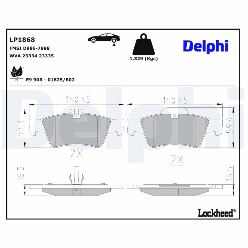 DELPHI LP1868 Brake Pad Set, disc brake
